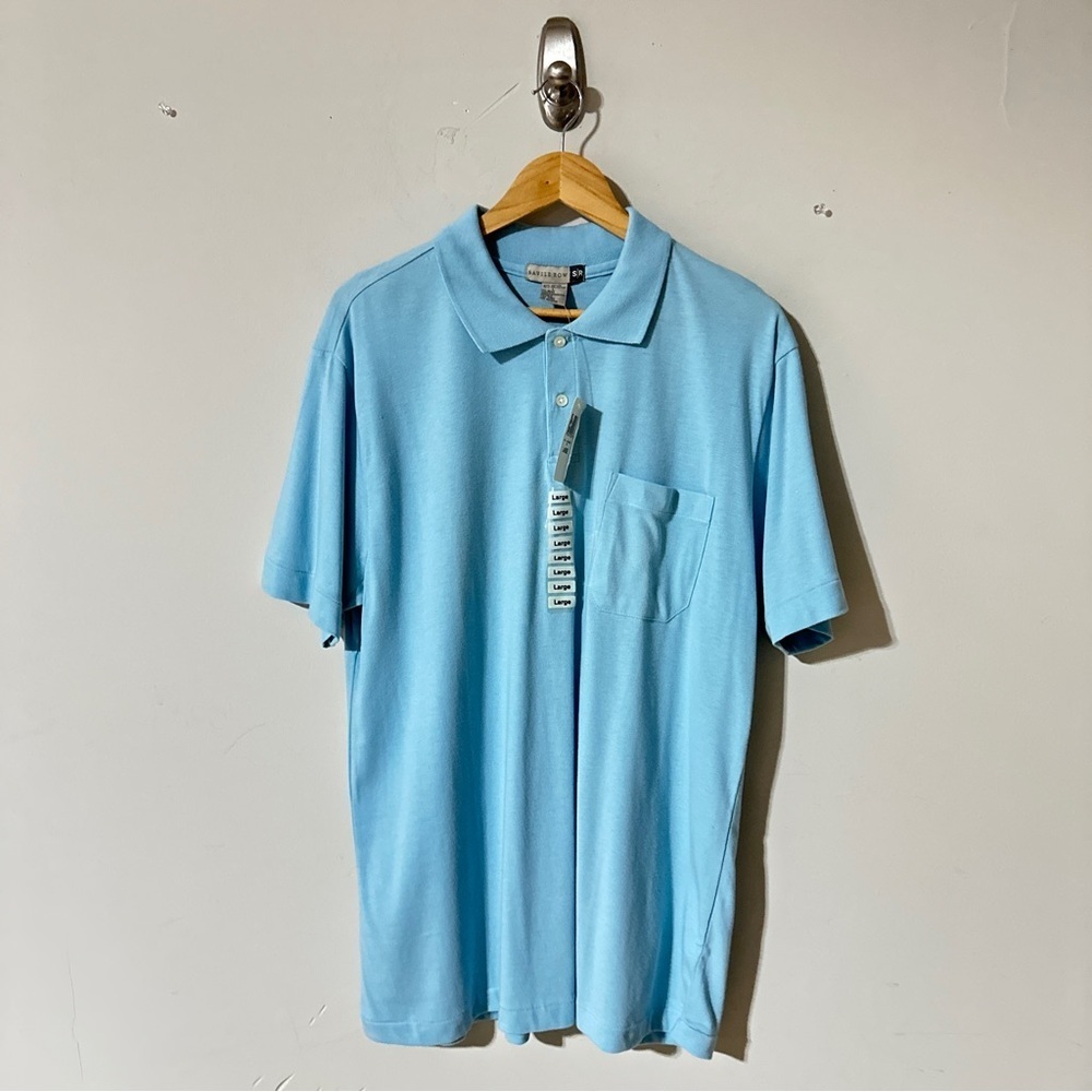 NWT Savile Row Size L Men’s Casual Fishing,Golf Polo Shirt Short Sleeve Blue